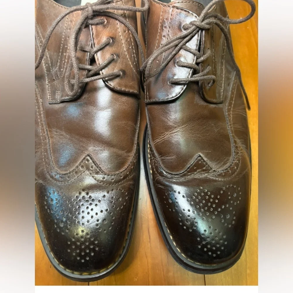 Joseph Abboud Brown Leather Wingtip Derby Shoes